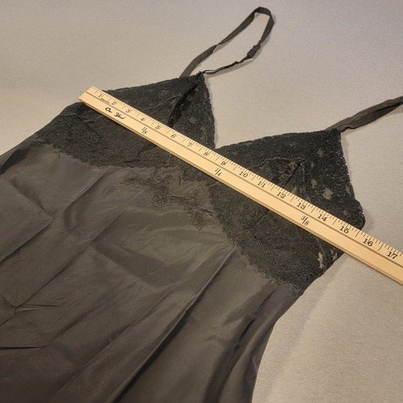 Vintage Fischer Black Nylon Lace Slip Nightgown Size 36 (Small) 1960s Lingerie - Picture 9 of 10